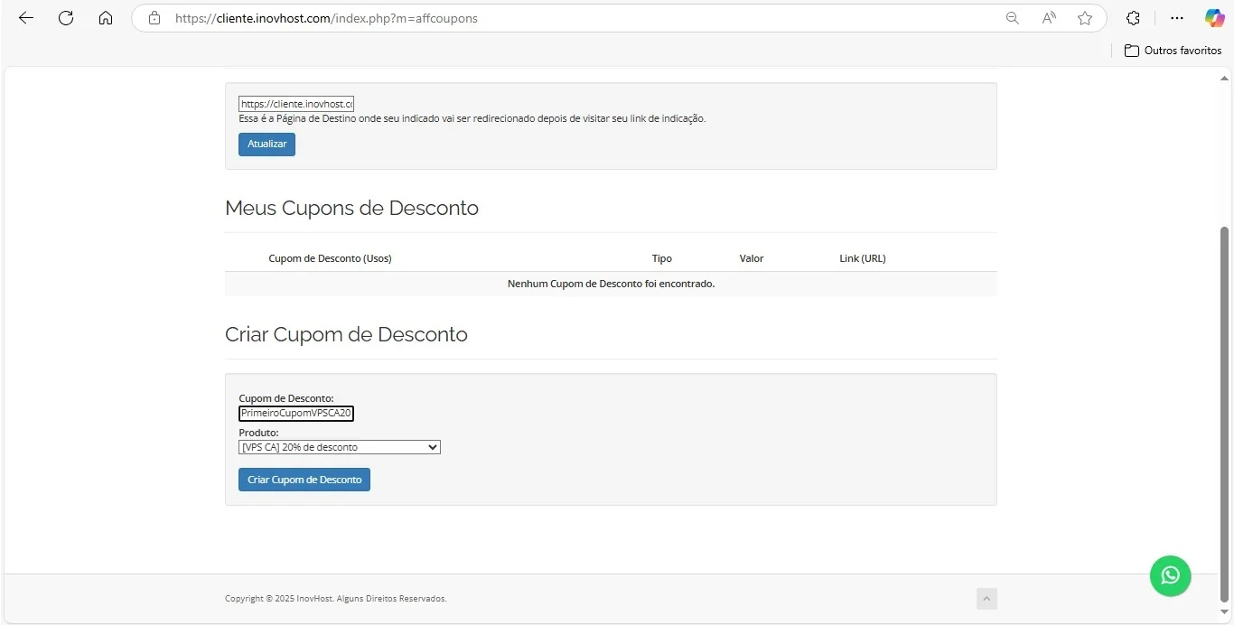 Criação de cupons exclusivos